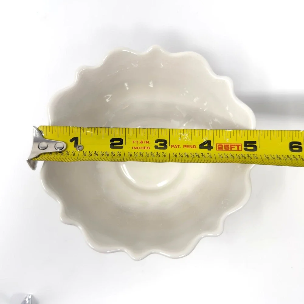 Vintage Starbucks Barista Scalloped Ceramic Bowl White Red Coffee Dish‎